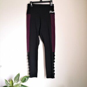 PINK Victoria's Secret Black/Plum Yoga Pants Size Small